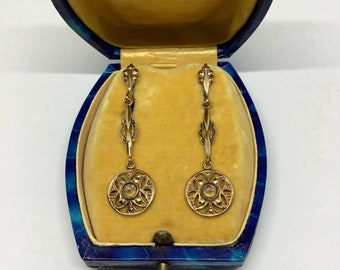Geometric Art Deco earrings, brass, 1930/Beautiful Art Deco earrings 1930s
