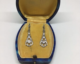 Vintage Art Deco geometric earrings,1930, Chrome/Beautiful vintage Art Deco chrome earrings.1930s.
