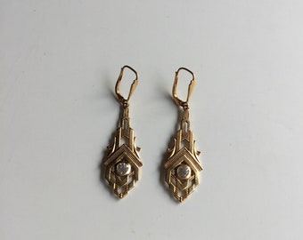 Geometric Art Deco earrings 1930/Art Deco Skycraper style earrings 1930s