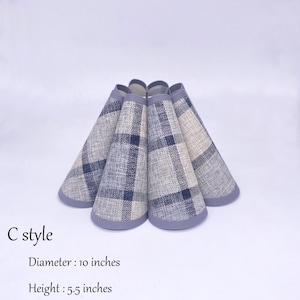 Handgemaakte blauwe geruite lampenkap: rustieke linnen geruite lampenkap