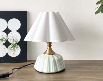 Handmade Ceramic Mushroom Lamp, Petal Shade, Adjustable Light