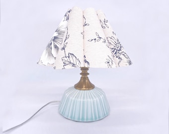 Handmade Floral Lampshade Table Lamp: Ceramic Base Cottagecore Decor