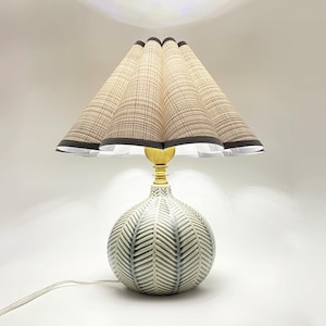 Ceramic table lamp with fabric shade,Rustic table lamp with handmade shade,Boho table lamp,Bedroom desk lamp,Customizable shade(W13&quot;xH14.5&quot;)