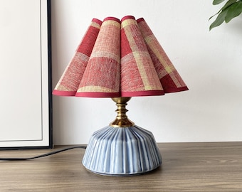 Handmade Ceramic Table Lamp, Petal Lampshade, 3-Color Dimmable Light