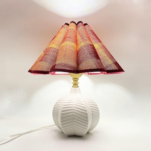Carambola-shaped Ceramic Base Table Lamp with Fabric Lampshade,Ceramic Desk Lamp Base,LED Table Lamp,Customizable Lampshade(W13" by H13.7")
