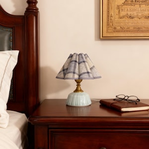 Handmade Ceramic Table Lamp: Fabric Shade, Boho Bedside Light