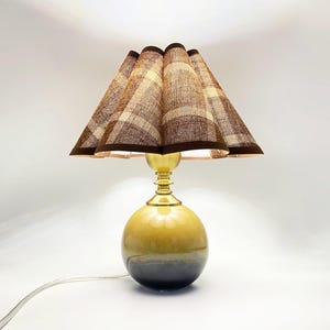 Handmade Ceramic Table Lamp with Fabric Shade, Customizable Fabric Lampshade,Bedside Table Lamp,Housewarming Desk Lamp (10&quot; W x 12.6&quot; H)