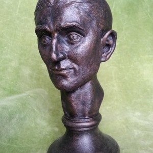 Franz Kafka bust, Original Art Work, Transformation, Great Writers, Home Decor, Czech Writer Portrait, Famous Writer Bust,Franz Kafka Statue image 1