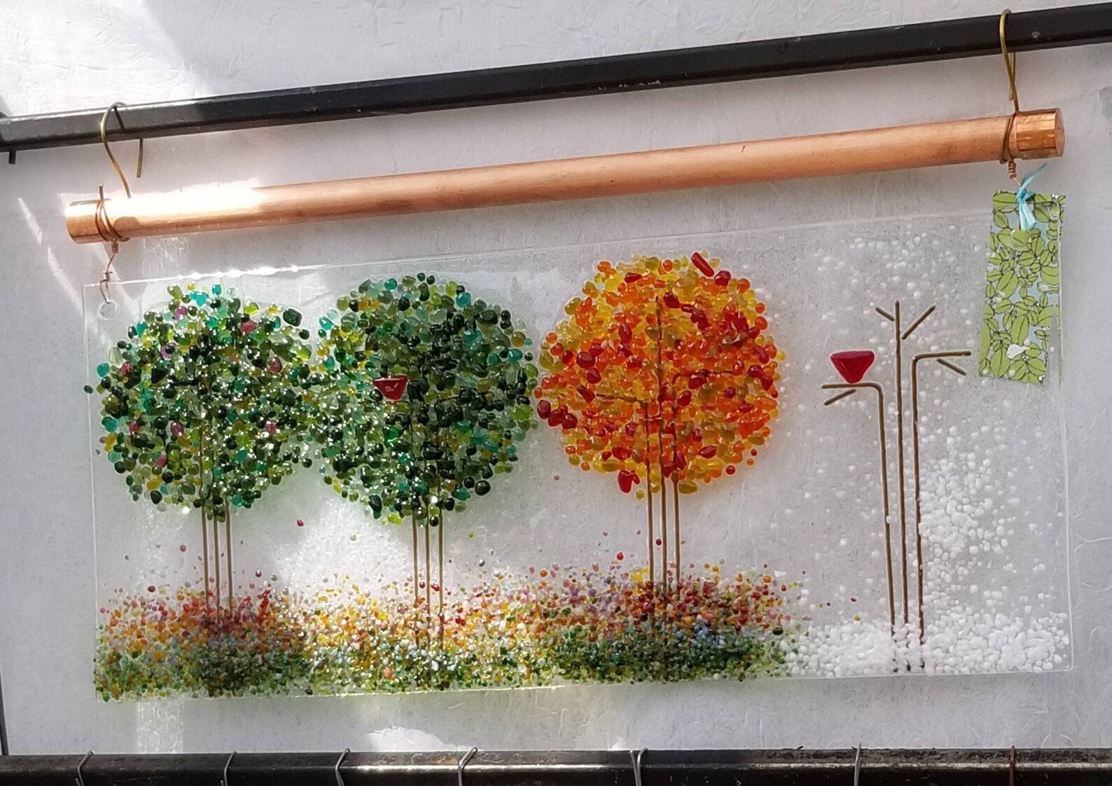 Four Seasons Fused Glass Hanging Panel Etsy