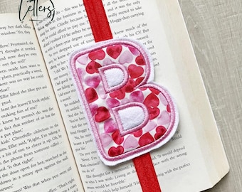 Love Heart Print Initial Bookmark, Initial Book Band