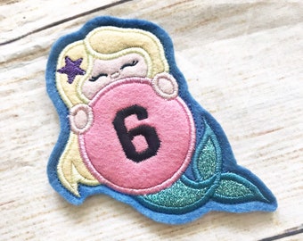 Mermaid Birthday Badge, Fairytale Birthday, Felt Birthday Badge