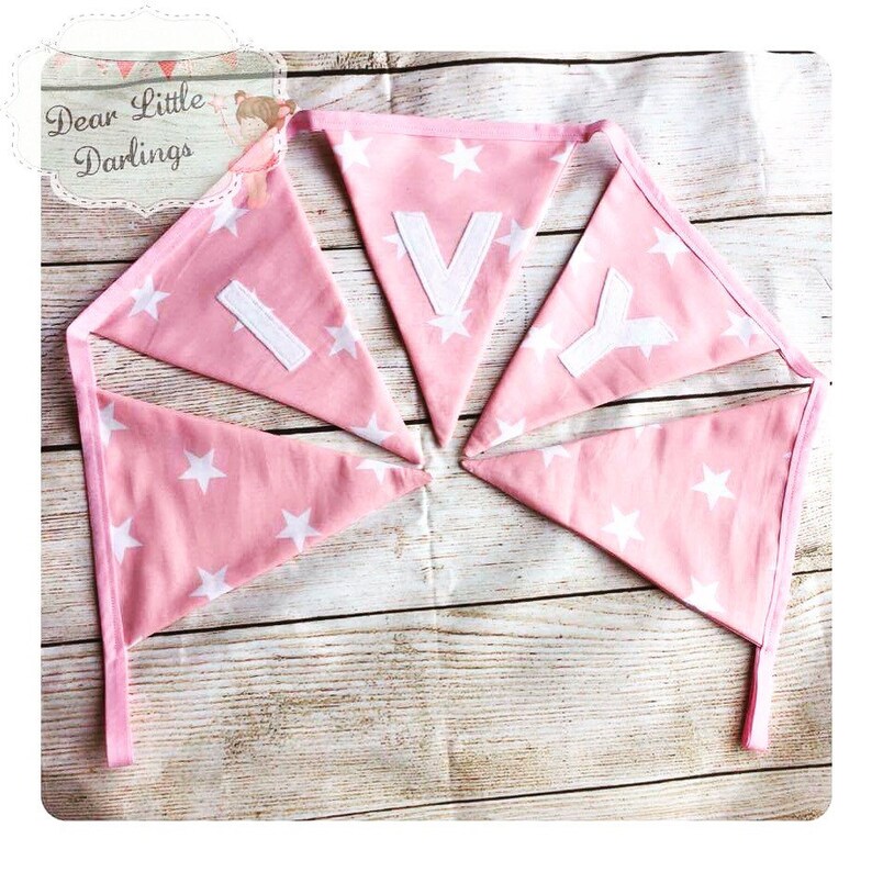 Girls Personalised Bunting New Baby Bunting Nursery Bunting Etsy UK