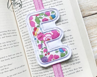 Liberty Print Initial Bookmark, Initial Book Band - Betsy Fuchsia