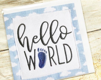 New Baby Card, Hello World Blue Card