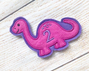 Pink Dinosaur Birthday Badge, Felt Dinosaur Badge