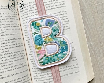 Liberty Print Initial Bookmark, Initial Book Band - Bridgerton Bouquet Parade