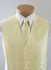 Mens Vest Pale Yellow  Tone On Tone Satin Paisley Vest Tie And Pocket Square Set 