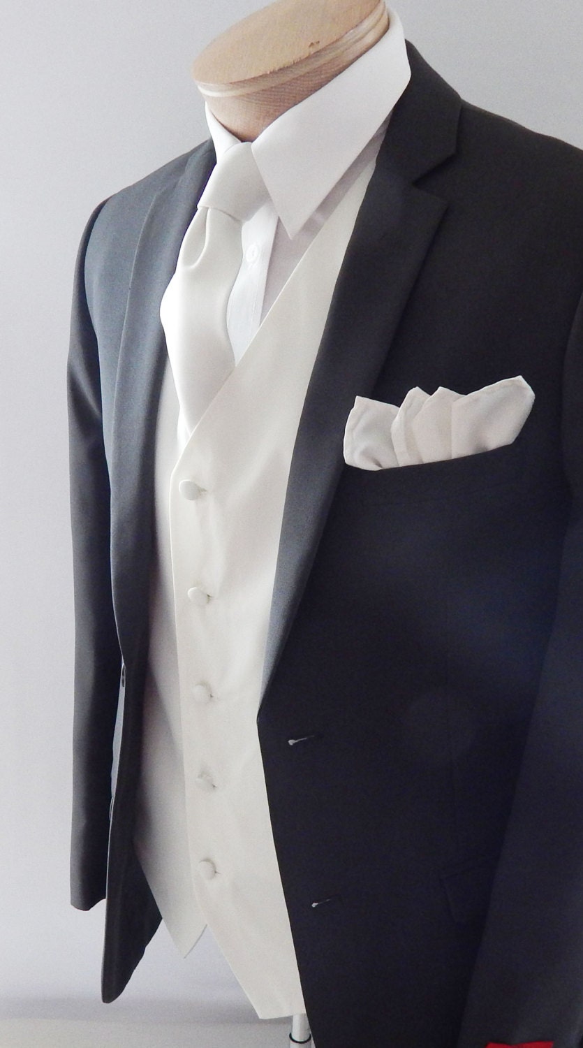 mens white vest and tie