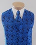 Mens Vest Royal Blue On Black Tone On Tone Satin Paisley Vest Tie And Pocket Square Set