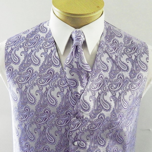 Men's Lavender Patterned 4-Piece Men's Vest Set Also available in Big and Tall Sizes