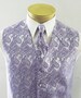 Mens Vest Lavender To Purple Tone On Tone Satin Paisley Vest Tie And Pocket Square Set 