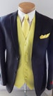 Mens Vest Light To Medium Yellow Smooth Satin Covered Buttons Vest Comes With Matching Tie And Pocket Square Black Adjustable Back 