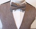 Mens Vest Wool Brown And Cream Herringbone Pattern Black Satin Adjustable Back Comes With Matching Bow Tie 