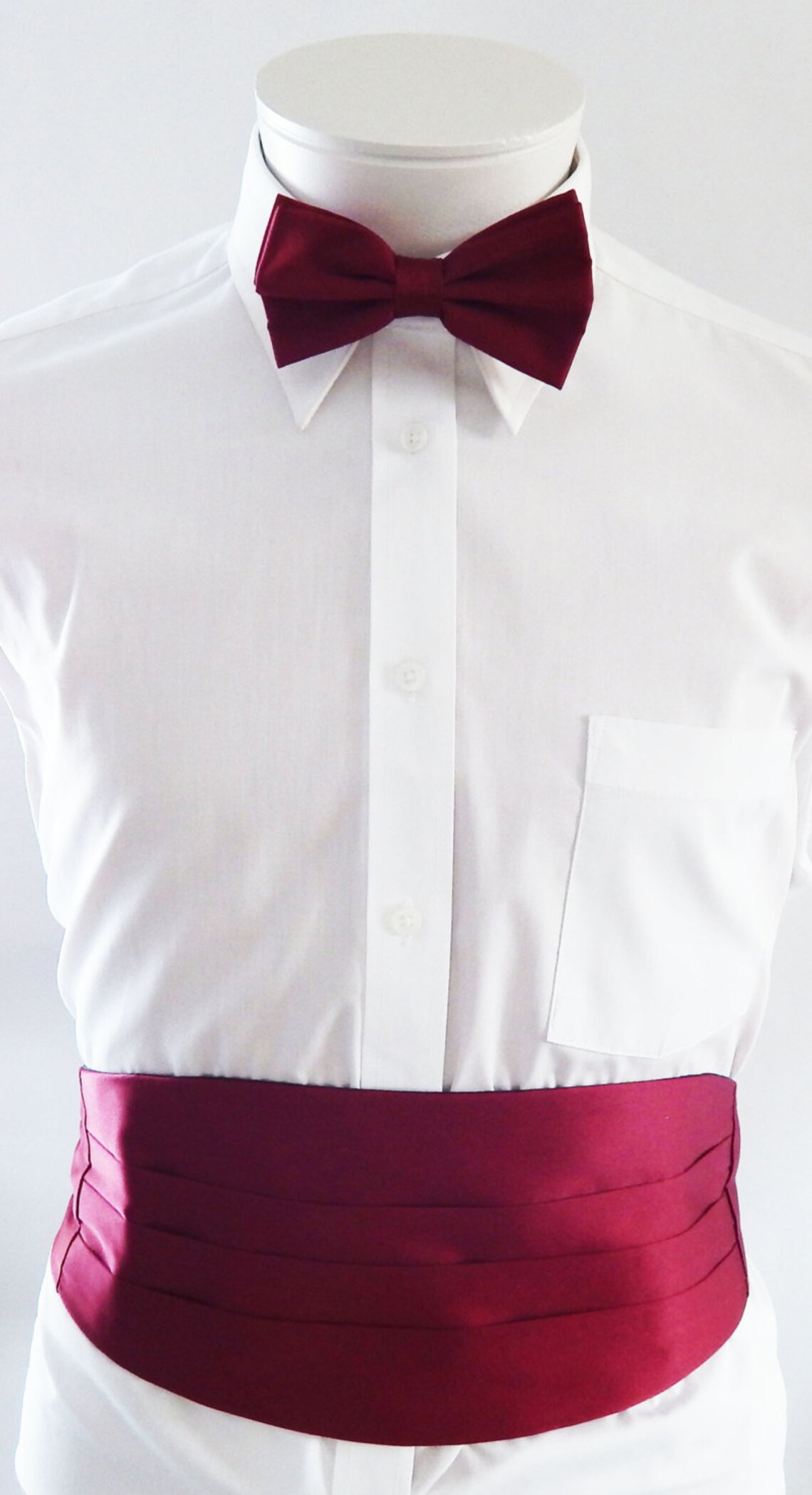 Mens Burgundy Cummerbund Set Adjustable Belt and Tie With Etsy