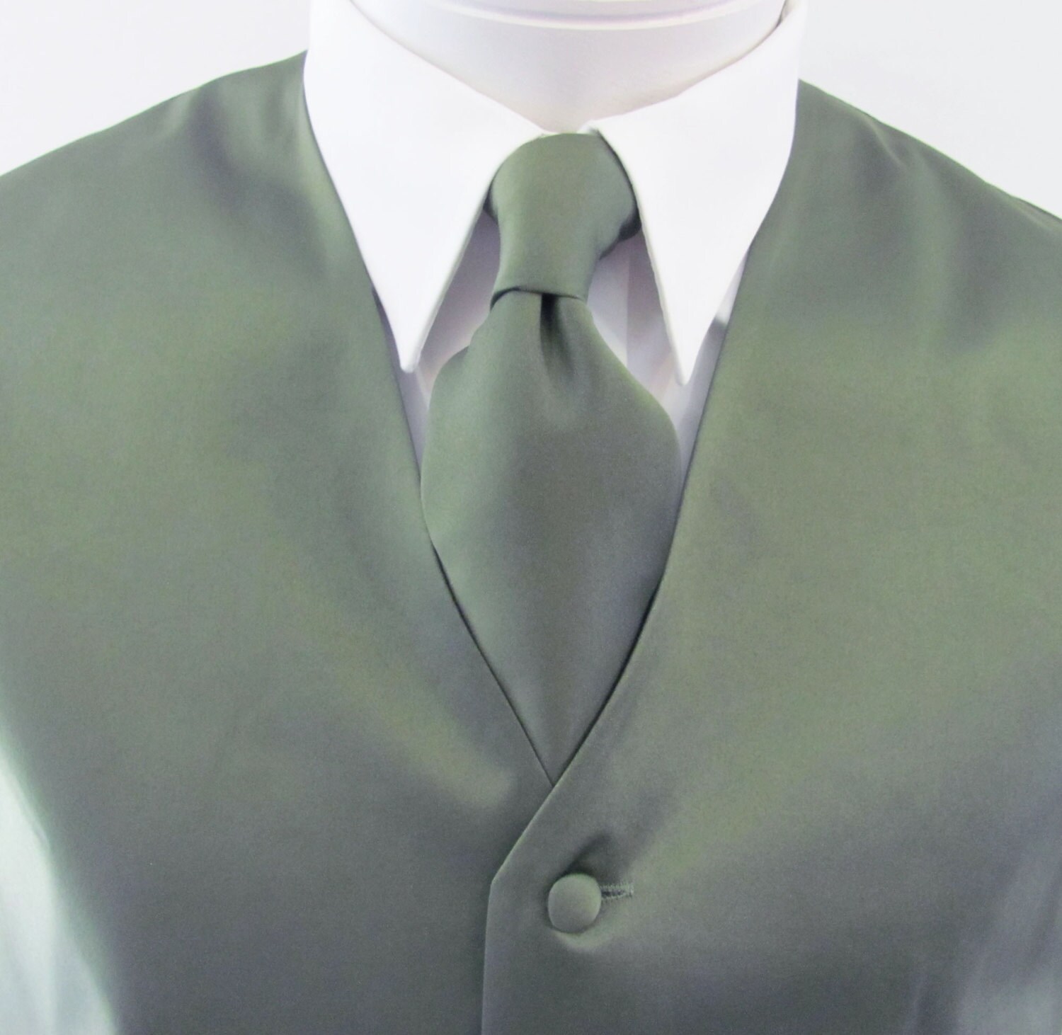 Mens Vest Olive Green With Covered Buttons Vest Comes With