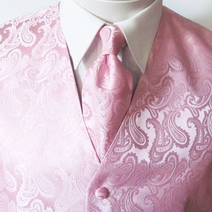 Mens Paisley Tone On Tone Rose Gold Vest with Tie Set main image 0