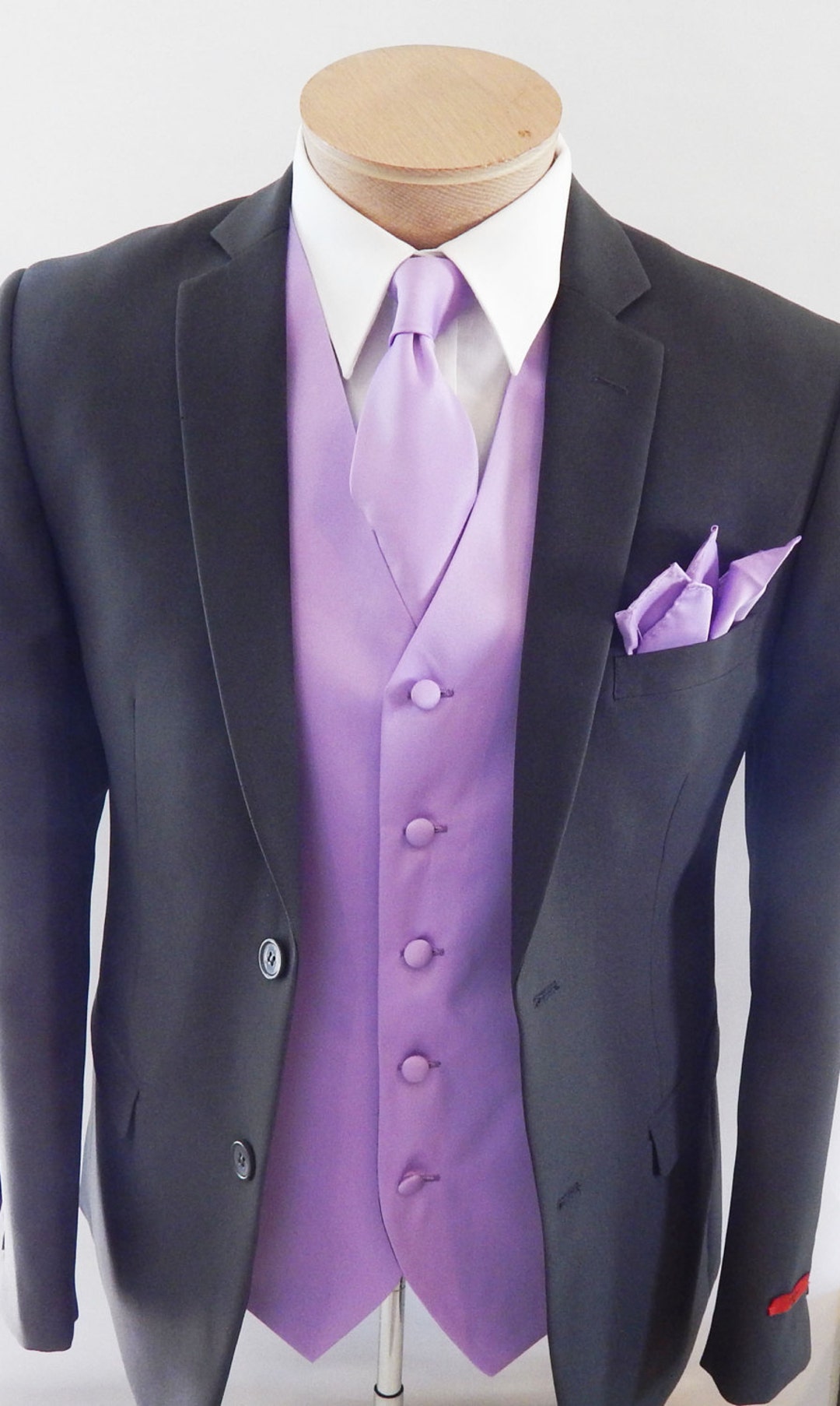 Mens Vest Light Lavender Satin and Covered Buttons Vest Comes With ...