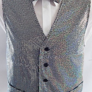 Mens Silver Sequin Vest and Bow Tie Set - Etsy