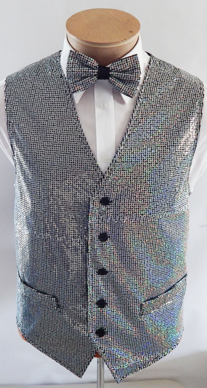 mens silver sequin tie