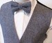 Mens Vest Wool Black And Cream Herringbone Pattern Black Satin Adjustable Back Comes With Matching Bow Tie