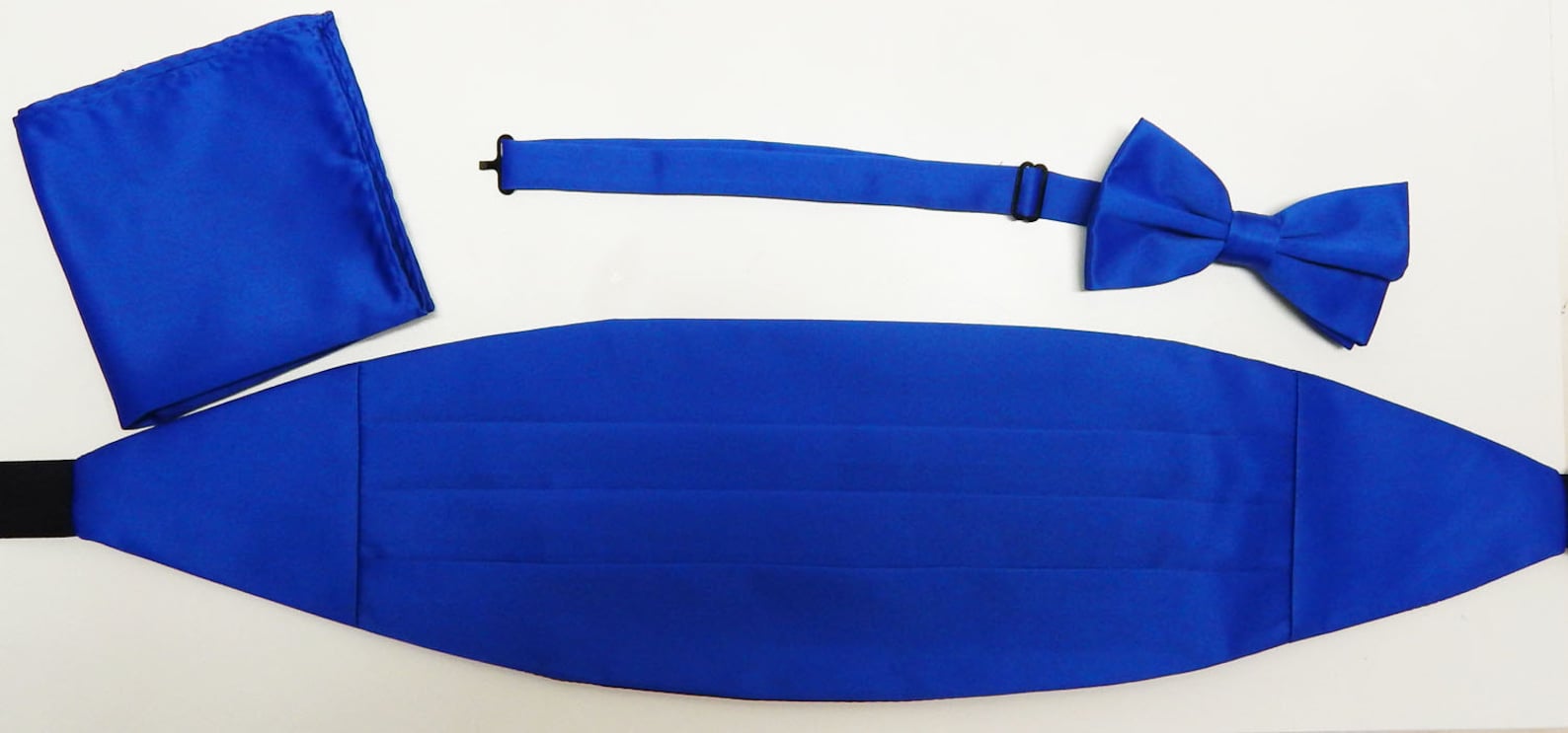 Mens Royal Blue Cummerbund Set Adjustable Belt and Tie With Etsy