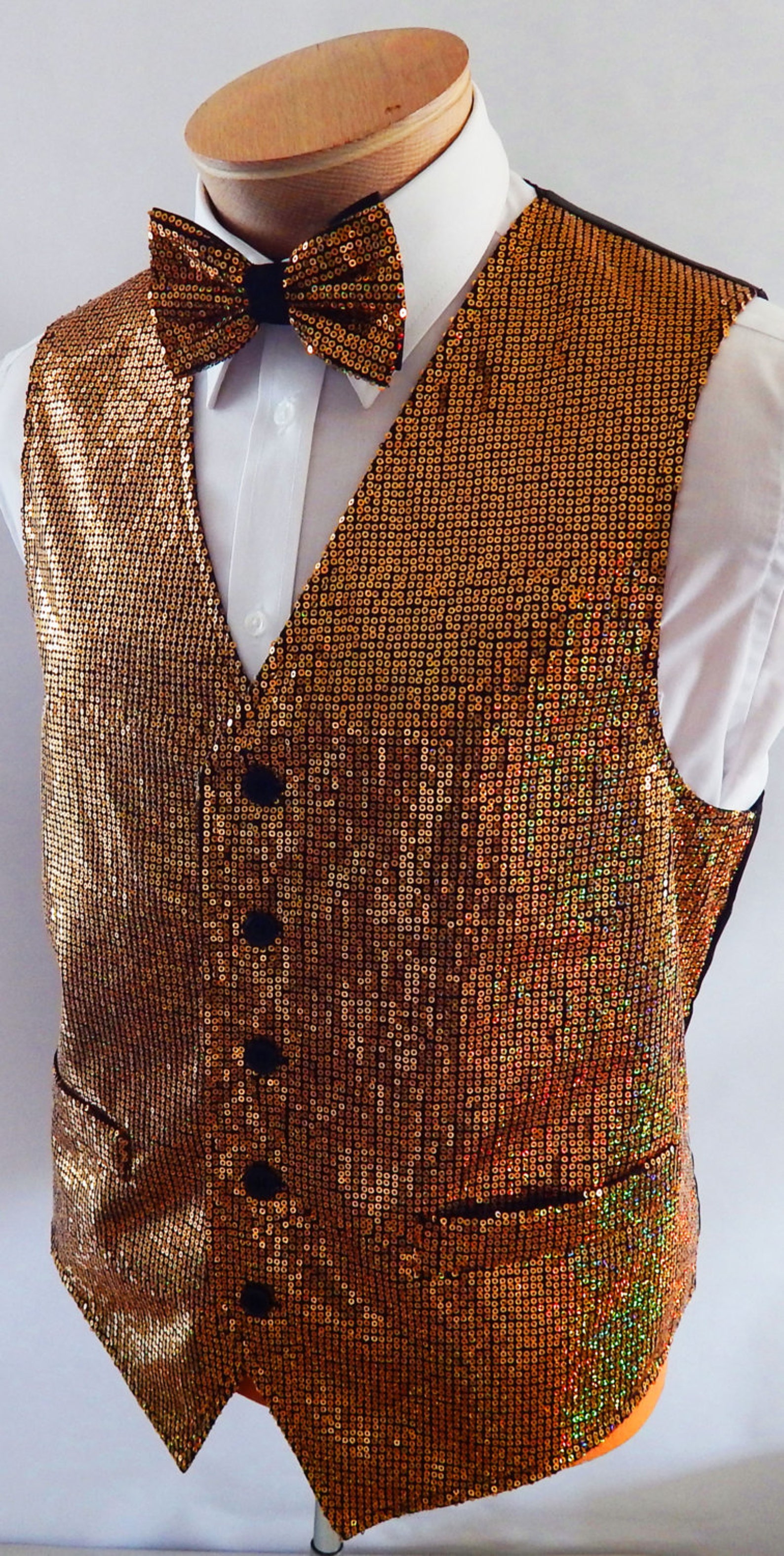 Mens Gold Sequin Vest and Bow Tie Set | Etsy