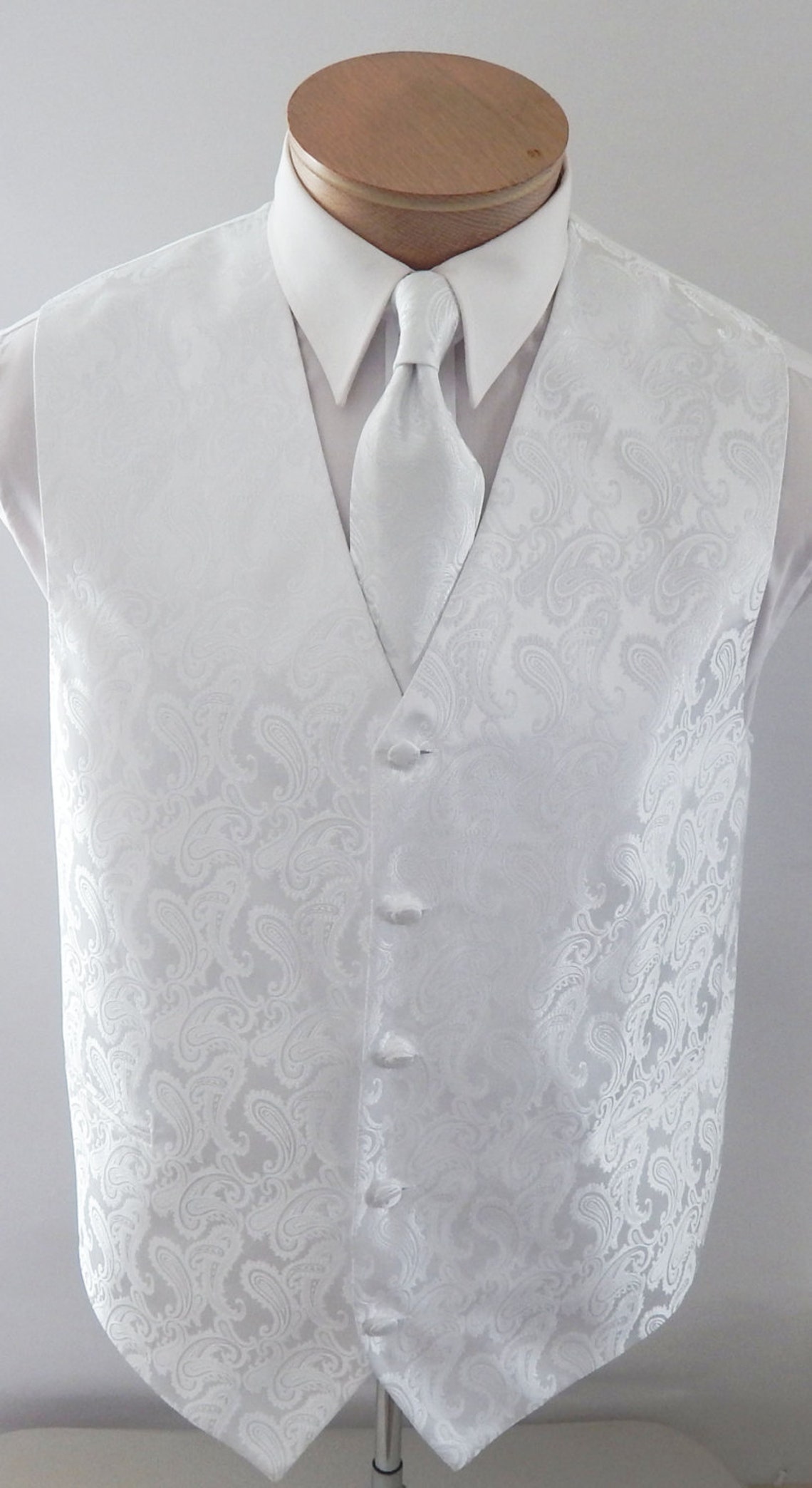 mens white vest and tie