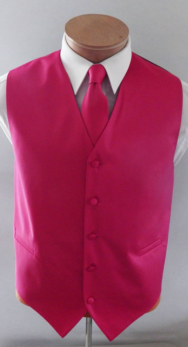 Mens Vest Fuchsia Smooth Satin With Covered Buttons Vest Comes - Etsy