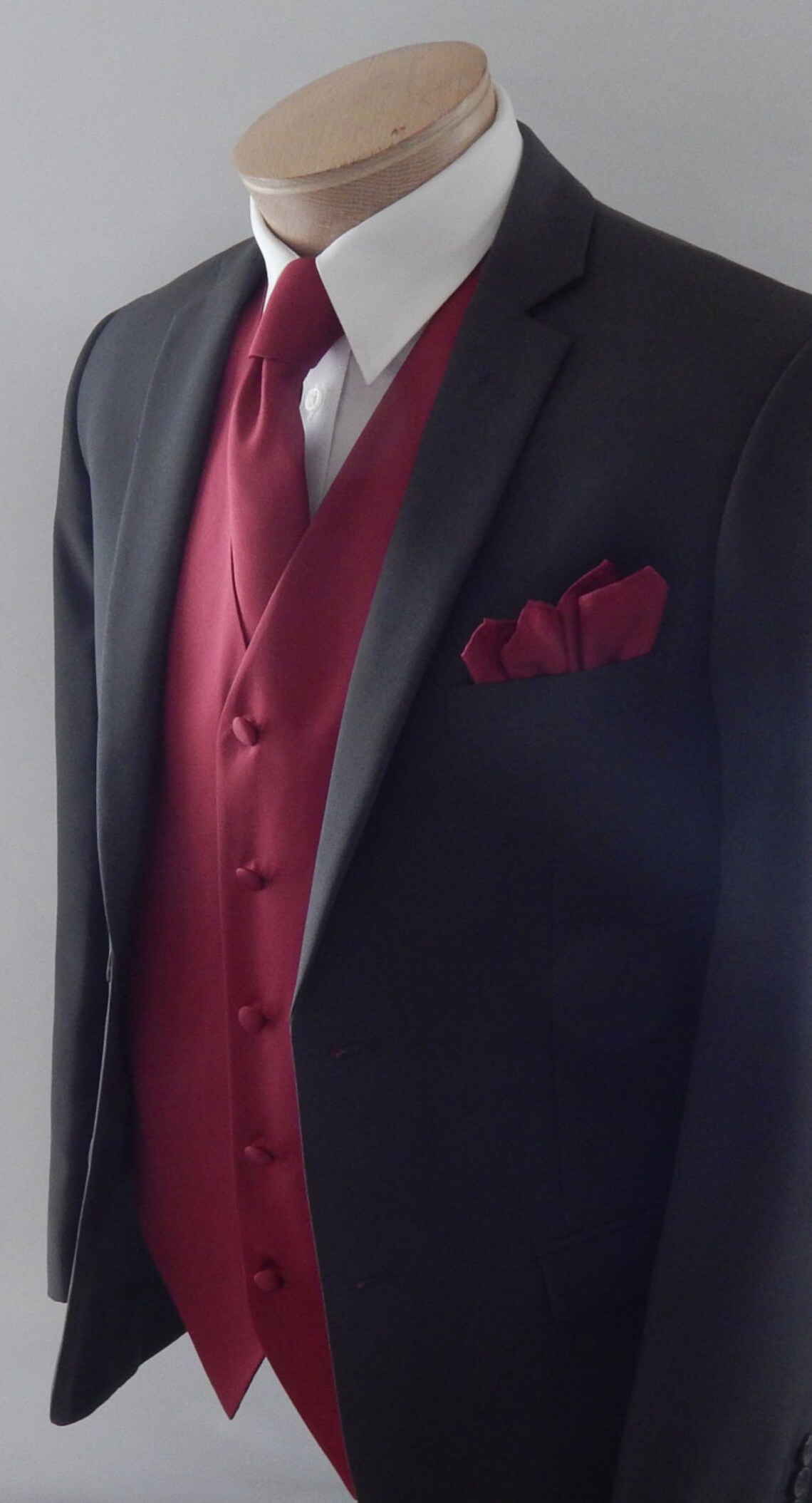 mens burgundy vest and tie