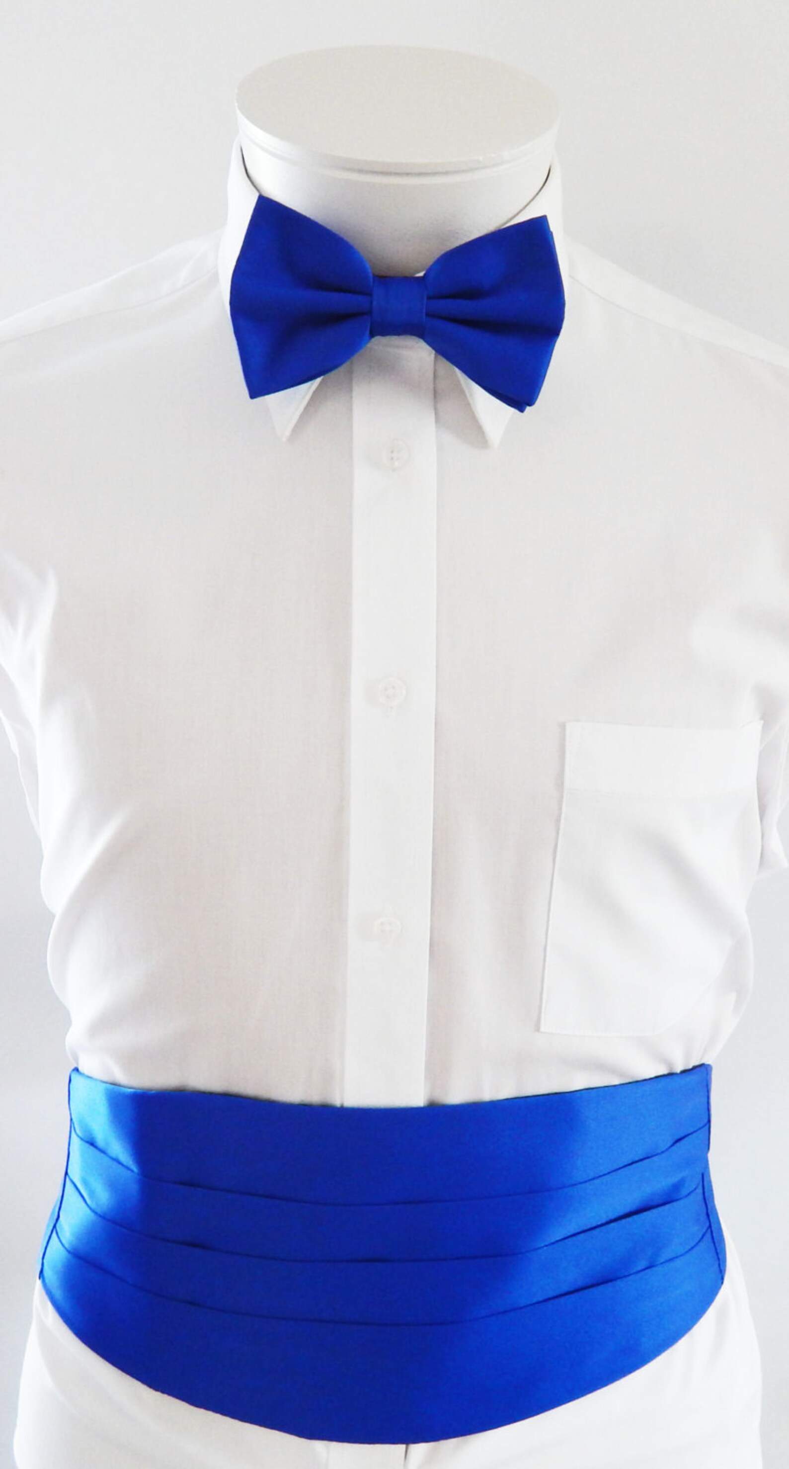 Mens Royal Blue Cummerbund Set Adjustable Belt and Tie With Etsy