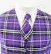 Mens Vest Purple Lavender Black and White Plaid Tartan Full Back 2 Piece Vest