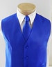 Mens Vest Royal Blue Smooth Satin And covered buttons Vest Comes With Matching Tie And Pocket Square Black Adjustable Back