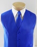 Mens Vest Royal Blue  Smooth Satin And covered buttons Vest Comes With Matching Tie And Pocket Square Black Adjustable Back 