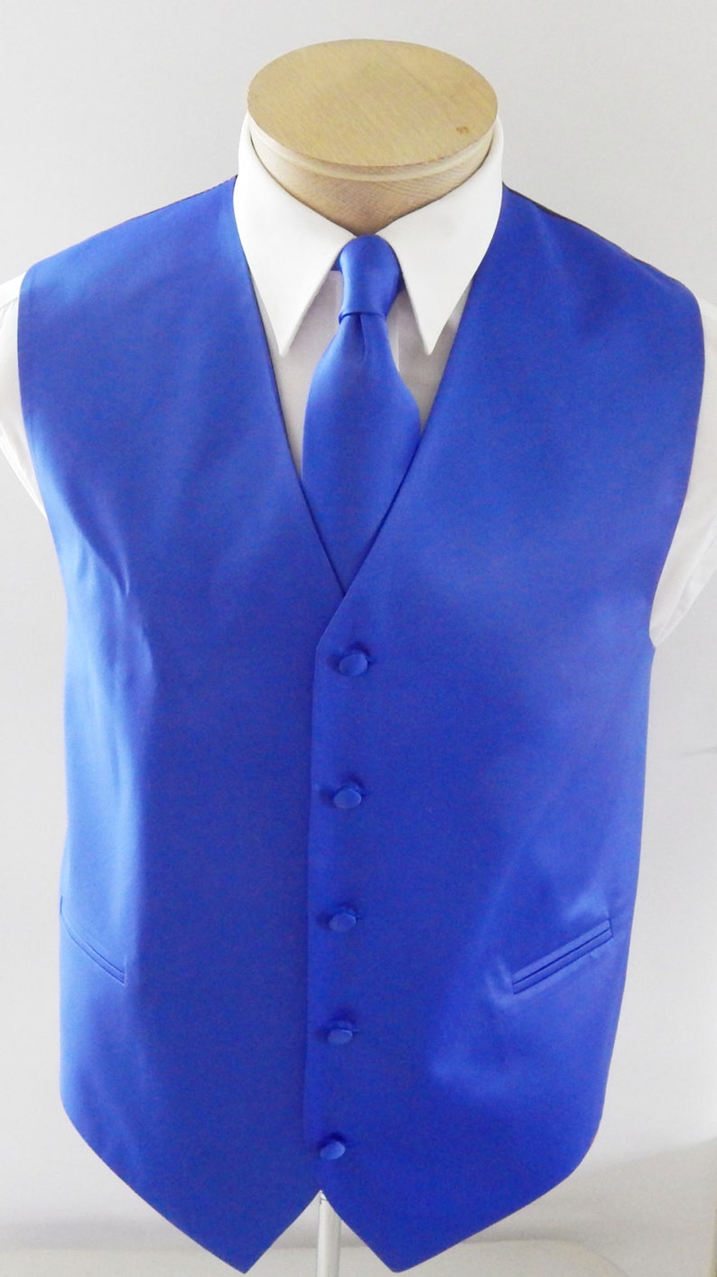 Mens Vest Royal Blue Smooth Satin and Covered Buttons Vest Etsy UK