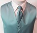 Mens Vest Dusty Blue Smooth Satin And covered buttons Vest Comes With Matching Tie And Pocket Square Black Adjustable Back