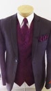 Mens Vest Eggplant Colored Tone On Tone Satin Paisley Vest Tie And Pocket Square Set