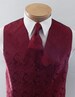 Mens Vest Burgundy Tone On Tone Satin Paisley Vest Tie And Pocket Square Set
