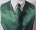 Mens Vest Forest Green Smooth Satin With covered buttons Vest Comes With Matching Tie And Pocket Square Black Adjustable Back