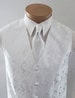 Mens Vest White Tone On Tone Satin Paisley Vest Tie And Pocket Square Set