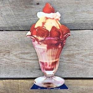 Original Vintage WOOLWORTH Ice Cream STRAWBERRY SUNDAE Sign 1950s